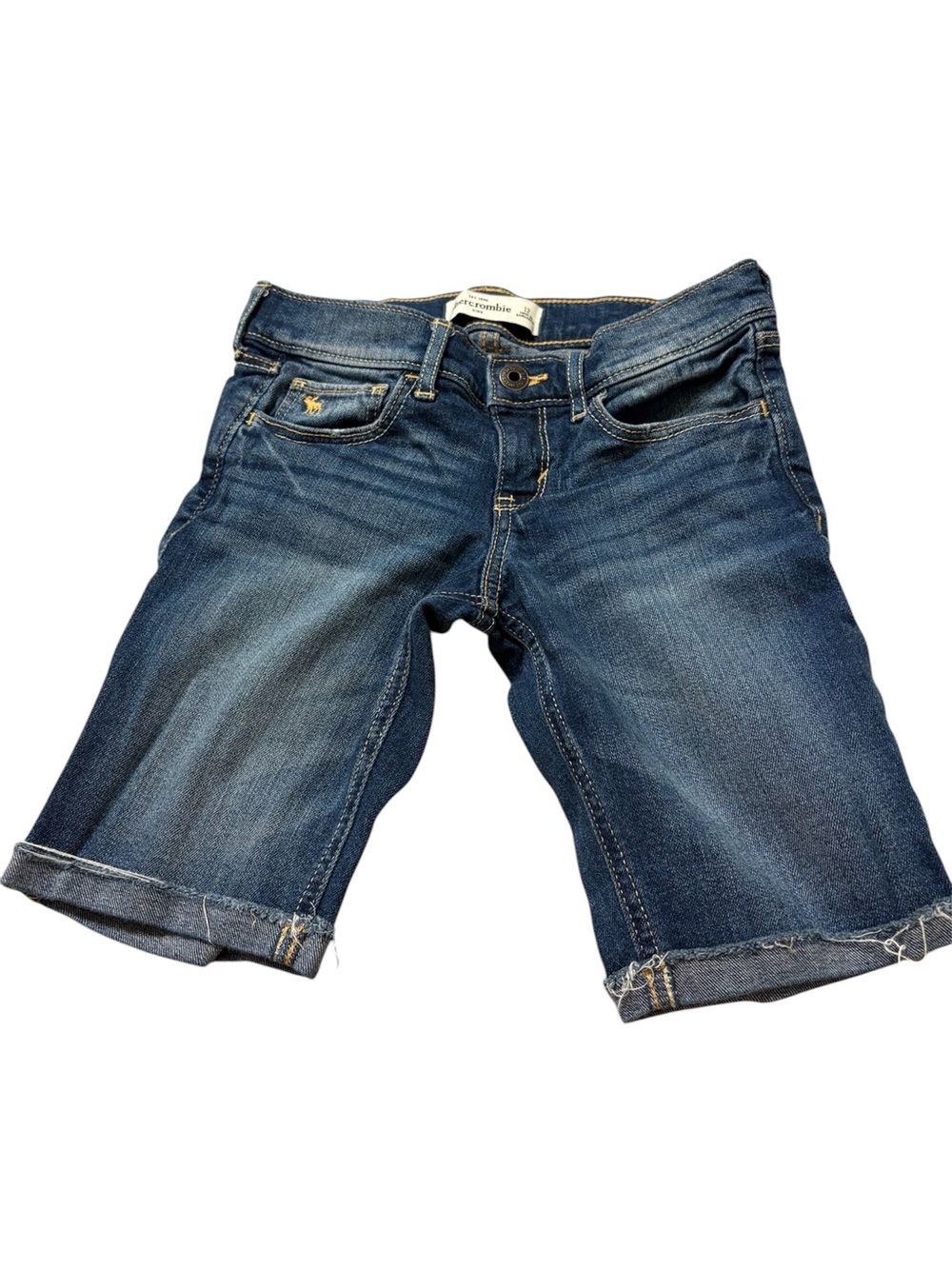 Abercrombie & Fitch Blue Denim Roll-Cuff Kids Bermuda Shorts